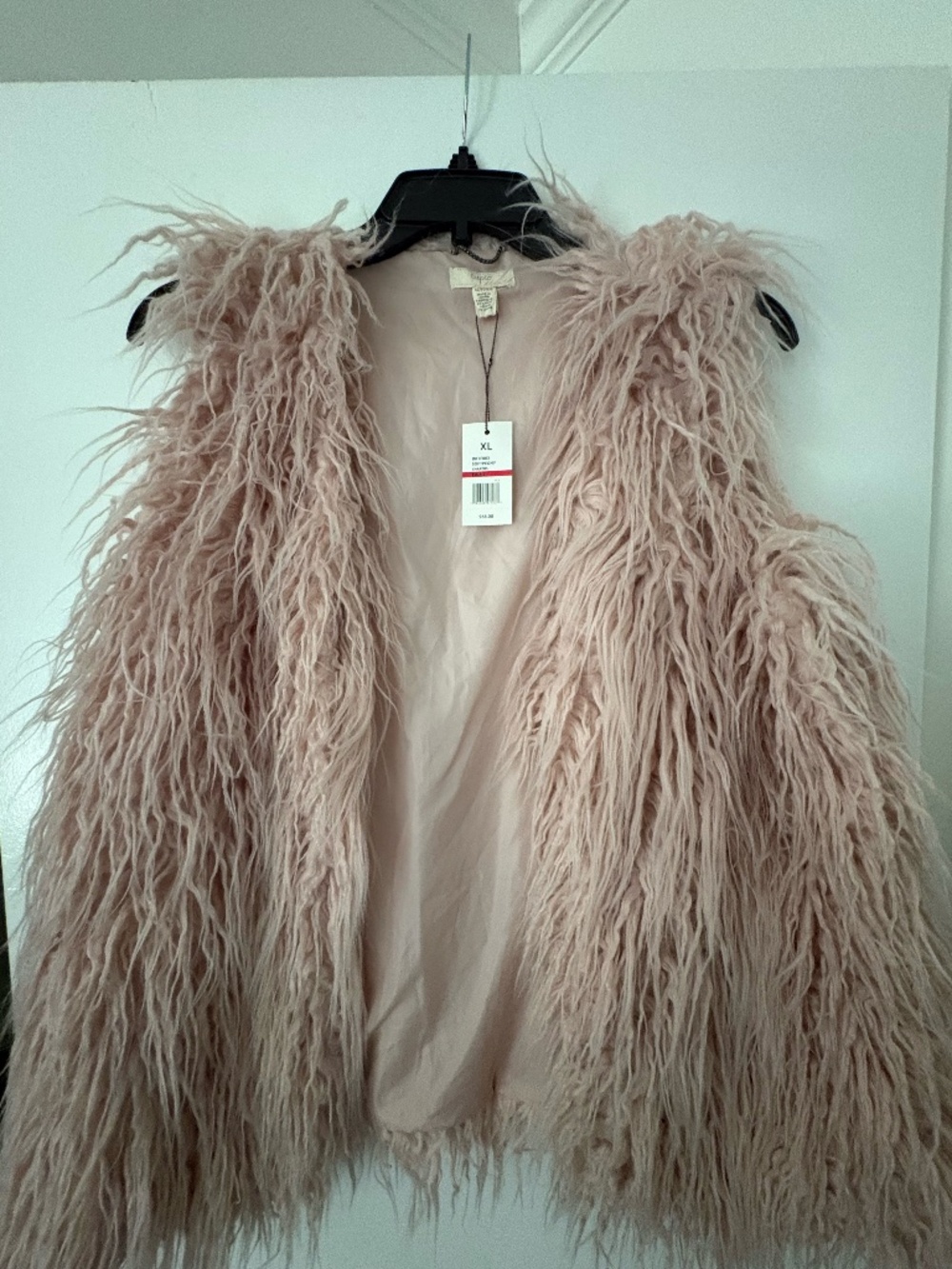 Cupid Blush Pink Faux Fur Shag Vest Women’s Size XL NWT
